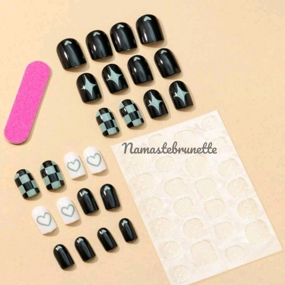 2/$16 Black Hearts Press On Nails - Picture 3 of 14